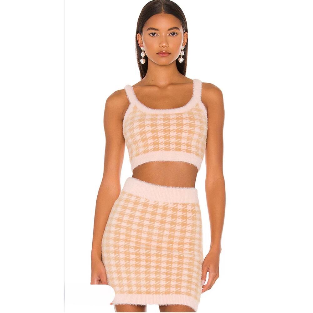 For Love & Lemons NWT Cher Crop Tank Skirt Set Pink 2 Piece Medium Y2K Coquette